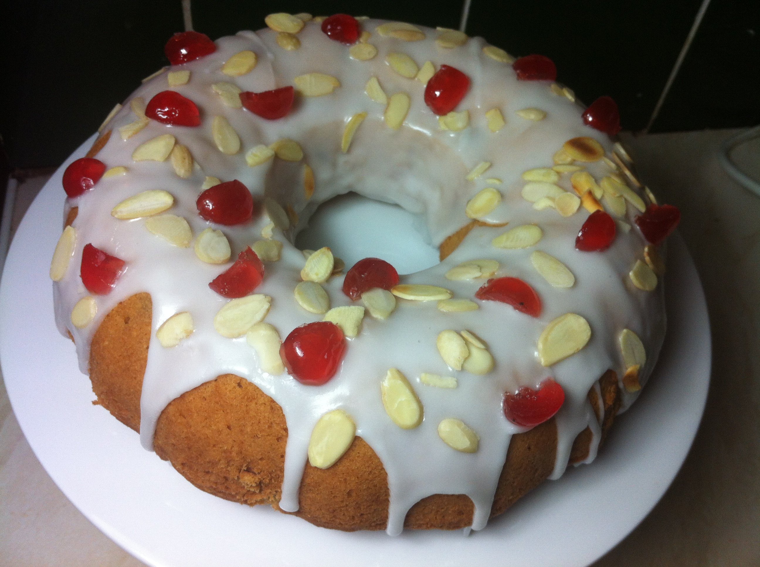 Homemade cherry bundt cake